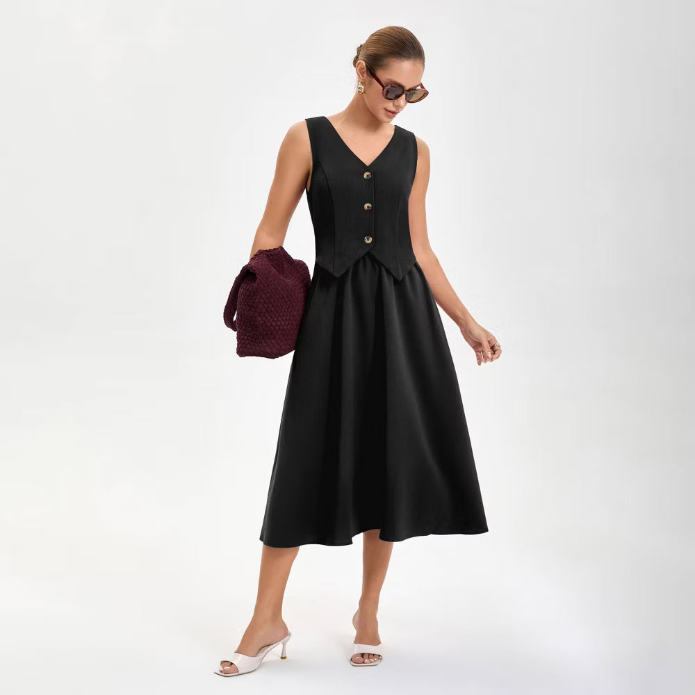 Women's Layered Waistcoat A-Line Dress - A New Day