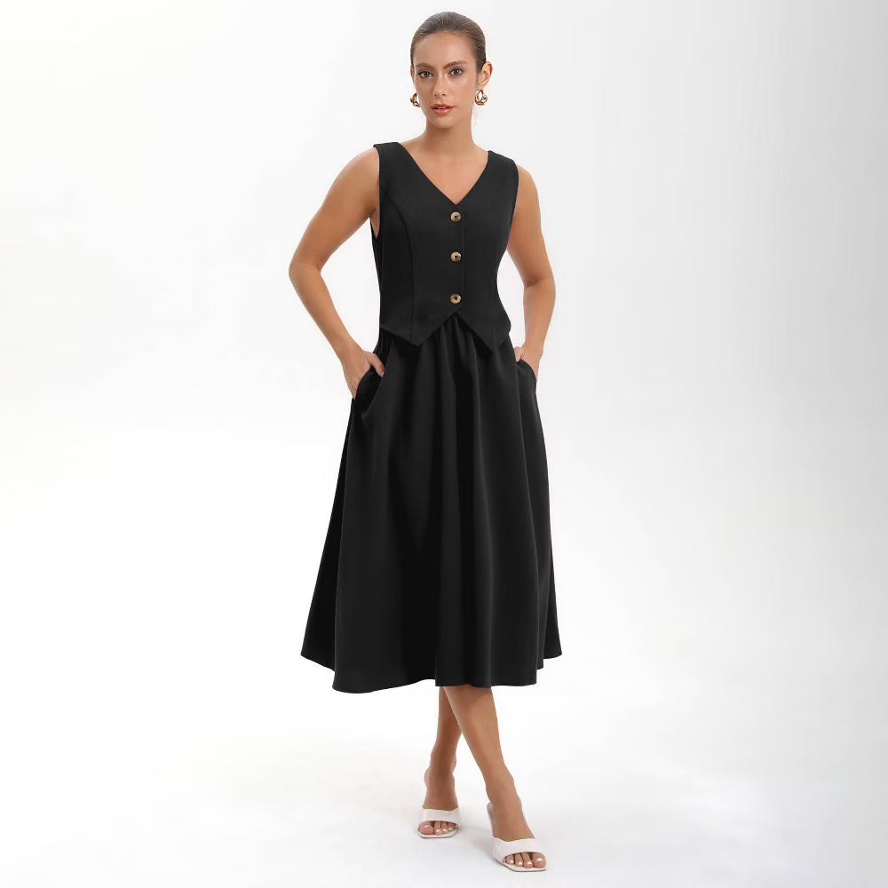 Women's Layered Waistcoat A-Line Dress - A New Day